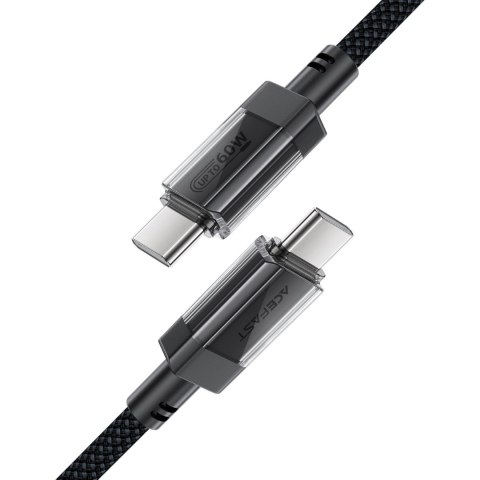 Kabel Acefast C12 USB-C / USB-C PD 60W 480Mb/s z nylonowym oplotem - czarny Kabel Acefast C12 USB-C / USB-C PD 60W 480Mb/s z nylonowym oplotem - czarny