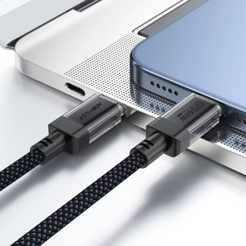 Kabel Acefast C12 USB-C / USB-C PD 60W 480Mb/s z nylonowym oplotem - czarny Kabel Acefast C12 USB-C / USB-C PD 60W 480Mb/s z nylonowym oplotem - czarny