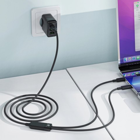 Kabel Acefast C5 USB-C - USB-C / USB-C 2w1 100W 480Mb/s - czarny Kabel Acefast C5 USB-C - USB-C / USB-C 2w1 100W 480Mb/s - czarny