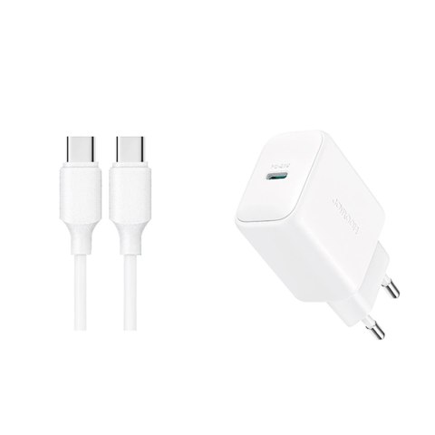 Ładowarka Joyroom JR-TCF20 sieciowa USB-C PD 20W - biała + kabel USB-C / USB-C 1m Ładowarka Joyroom JR-TCF20 sieciowa USB-C PD 20W - biała + kabel USB-C / USB-C 1m