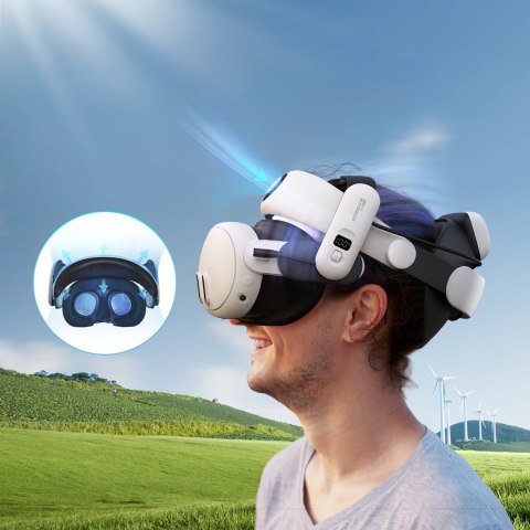 Pasek odciążający BoboVR S3 Pro do gogli VR Meta Quest 3 + bateria zewnętrzna B100 - biało-czarny Pasek odciążający BoboVR S3 Pro do gogli VR Meta Quest 3 + bateria zewnętrzna B100 - biało-czarny