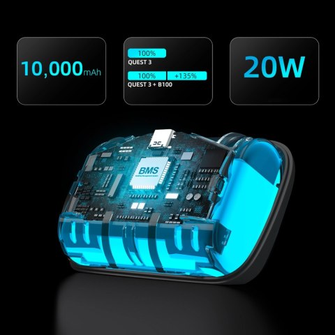 Pasek odciążający BoboVR S3 Pro do gogli VR Meta Quest 3 + bateria zewnętrzna B100 - biało-czarny Pasek odciążający BoboVR S3 Pro do gogli VR Meta Quest 3 + bateria zewnętrzna B100 - biało-czarny