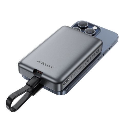 Powerbank Acefast M10 magnetyczny 2x USB-C PD 30W z ładowaniem indukcyjnym 15W i kablem USB-C - czarny Powerbank Acefast M10 magnetyczny 2x USB-C PD 30W z ładowaniem indukcyjnym 15W i kablem USB-C - czarny