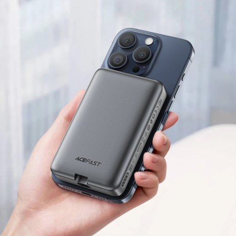 Powerbank Acefast M10 magnetyczny 2x USB-C PD 30W z ładowaniem indukcyjnym 15W i kablem USB-C - czarny Powerbank Acefast M10 magnetyczny 2x USB-C PD 30W z ładowaniem indukcyjnym 15W i kablem USB-C - czarny