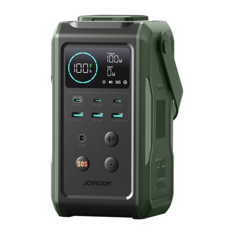 Powerbank Joyroom JR-PBF10 75000mAh 100W 3x USB-C 3x USB-A ze składaną latarką i rączką - zielony Powerbank Joyroom JR-PBF10 75000mAh 100W 3x USB-C 3x USB-A ze składaną latarką i rączką - zielony