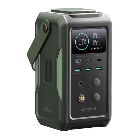 Powerbank Joyroom JR-PBF10 75000mAh 100W 3x USB-C 3x USB-A ze składaną latarką i rączką - zielony Powerbank Joyroom JR-PBF10 75000mAh 100W 3x USB-C 3x USB-A ze składaną latarką i rączką - zielony