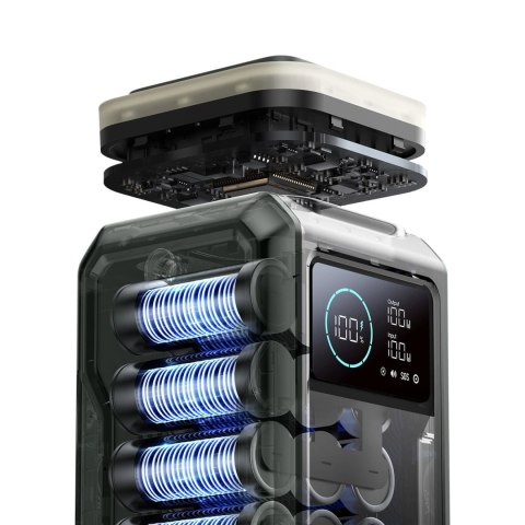 Powerbank Joyroom JR-PBF10 75000mAh 100W 3x USB-C 3x USB-A ze składaną latarką i rączką - zielony Powerbank Joyroom JR-PBF10 75000mAh 100W 3x USB-C 3x USB-A ze składaną latarką i rączką - zielony