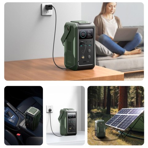 Powerbank Joyroom JR-PBF10 75000mAh 100W 3x USB-C 3x USB-A ze składaną latarką i rączką - zielony Powerbank Joyroom JR-PBF10 75000mAh 100W 3x USB-C 3x USB-A ze składaną latarką i rączką - zielony