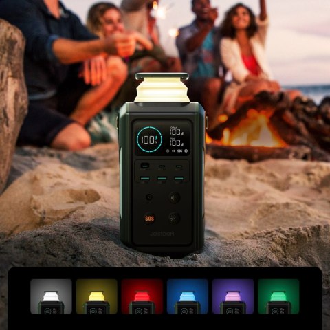 Powerbank Joyroom JR-PBF10 75000mAh 100W 3x USB-C 3x USB-A ze składaną latarką i rączką - zielony Powerbank Joyroom JR-PBF10 75000mAh 100W 3x USB-C 3x USB-A ze składaną latarką i rączką - zielony