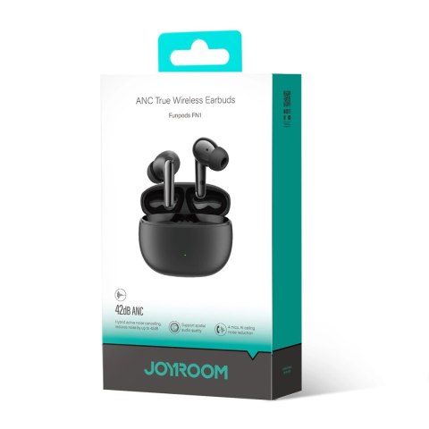 Słuchawki Joyroom Funpods JR-FN1 bezprzewodowe douszne TWS Bluetooth 5.4 ANC ENC - czarne Słuchawki Joyroom Funpods JR-FN1 bezprzewodowe douszne TWS Bluetooth 5.4 ANC ENC - czarne