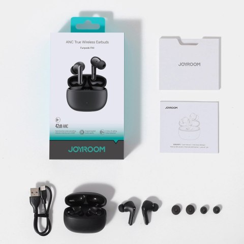 Słuchawki Joyroom Funpods JR-FN1 bezprzewodowe douszne TWS Bluetooth 5.4 ANC ENC - czarne Słuchawki Joyroom Funpods JR-FN1 bezprzewodowe douszne TWS Bluetooth 5.4 ANC ENC - czarne