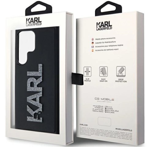 Etui Karl Lagerfeld 3D Rubber Glitter Logo na Samsung Galaxy S24 Ultra - czarne Etui Karl Lagerfeld 3D Rubber Glitter Logo na Samsung Galaxy S24 Ultra - czarne