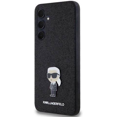 Etui Karl Lagerfeld Fixed Glitter Ikonik Logo Metal Pin na Samsung Galaxy A35 - czarne Etui Karl Lagerfeld Fixed Glitter Ikonik Logo Metal Pin na Samsung Galaxy A35 - czarne