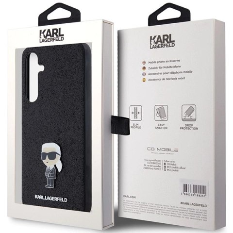 Etui Karl Lagerfeld Fixed Glitter Ikonik Logo Metal Pin na Samsung Galaxy A35 - czarne Etui Karl Lagerfeld Fixed Glitter Ikonik Logo Metal Pin na Samsung Galaxy A35 - czarne