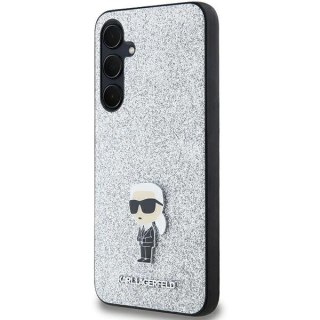 Etui Karl Lagerfeld Fixed Glitter Ikonik Logo Metal Pin na Samsung Galaxy A35 - srebrne