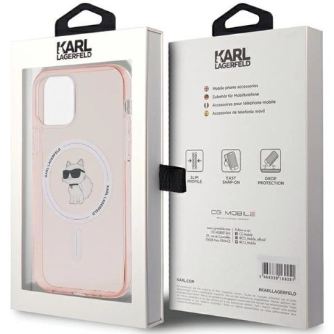 Etui Karl Lagerfeld IML Choupette MagSafe na iPhone 12/12 Pro - różowe