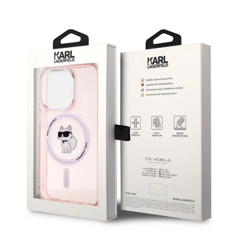 Etui Karl Lagerfeld IML Choupette MagSafe na iPhone 14 Pro Max - różowe