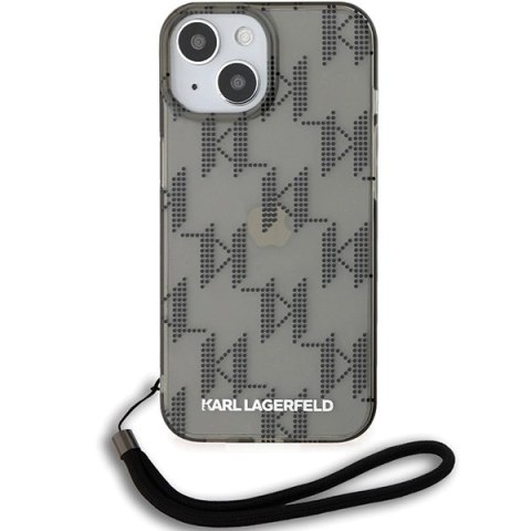 Etui Karl Lagerfeld IML Mono KL Pattern & Cord na iPhone 15 / 14 / 13 - czarne Etui Karl Lagerfeld IML Mono KL Pattern & Cord na iPhone 15 / 14 / 13 - czarne