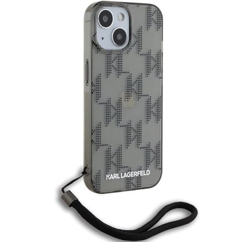Etui Karl Lagerfeld IML Mono KL Pattern & Cord na iPhone 15 / 14 / 13 - czarne Etui Karl Lagerfeld IML Mono KL Pattern & Cord na iPhone 15 / 14 / 13 - czarne