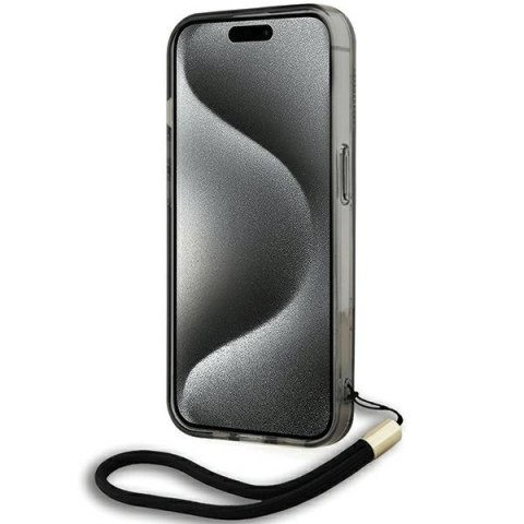 Etui Karl Lagerfeld IML Mono KL Pattern & Cord na iPhone 15 Pro Max - czarne Etui Karl Lagerfeld IML Mono KL Pattern & Cord na iPhone 15 Pro Max - czarne