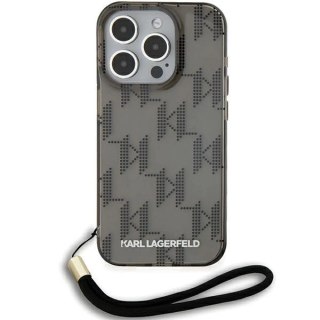 Etui Karl Lagerfeld IML Mono KL Pattern & Cord na iPhone 15 Pro - czarne