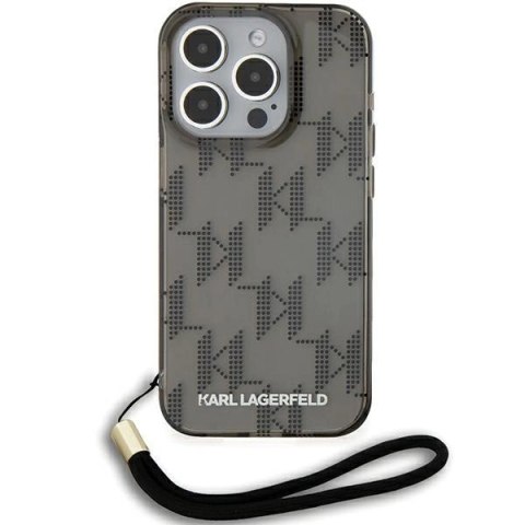 Etui Karl Lagerfeld IML Mono KL Pattern & Cord na iPhone 15 Pro - czarne Etui Karl Lagerfeld IML Mono KL Pattern & Cord na iPhone 15 Pro - czarne