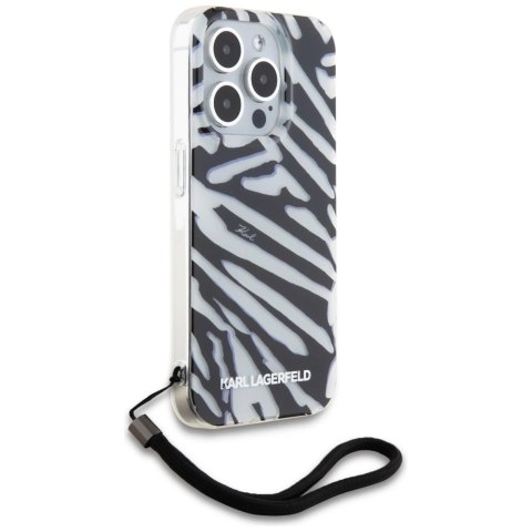 Etui Karl Lagerfeld IML Zebra Pattern & Cord na iPhone 15 Pro Max - czarne Etui Karl Lagerfeld IML Zebra Pattern & Cord na iPhone 15 Pro Max - czarne
