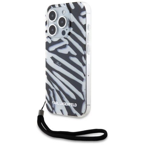 Etui Karl Lagerfeld IML Zebra Pattern & Cord na iPhone 15 Pro - czarne Etui Karl Lagerfeld IML Zebra Pattern & Cord na iPhone 15 Pro - czarne
