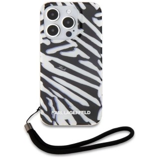Etui Karl Lagerfeld IML Zebra Pattern & Cord na iPhone 15 Pro - czarne