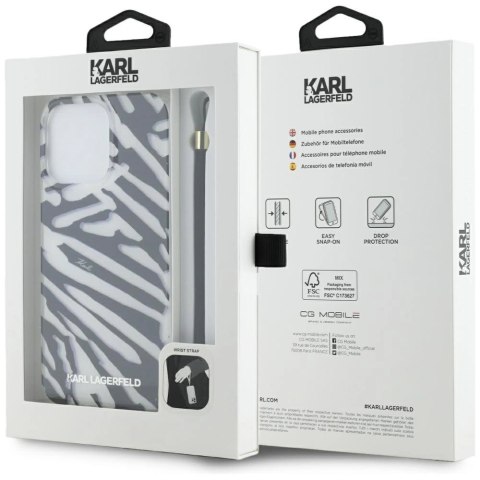 Etui Karl Lagerfeld IML Zebra Pattern & Cord na iPhone 15 Pro - czarne Etui Karl Lagerfeld IML Zebra Pattern & Cord na iPhone 15 Pro - czarne