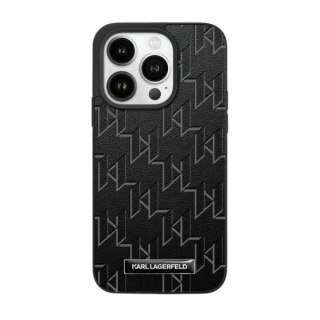 Etui Karl Lagerfeld Leather Monogram Metal Logo na iPhone 15 / 14 / 13 - czarne