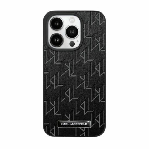 Etui Karl Lagerfeld Leather Monogram Metal Logo na iPhone 15 / 14 / 13 - czarne Etui Karl Lagerfeld Leather Monogram Metal Logo na iPhone 15 / 14 / 13 - czarne