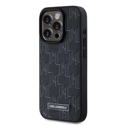 Etui Karl Lagerfeld Leather Monogram Metal Logo na iPhone 15 Pro Max - czarne Etui Karl Lagerfeld Leather Monogram Metal Logo na iPhone 15 Pro Max - czarne
