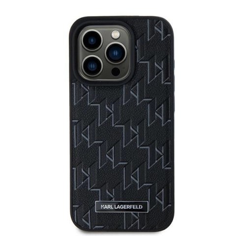 Etui Karl Lagerfeld Leather Monogram Metal Logo na iPhone 15 Pro Max - czarne Etui Karl Lagerfeld Leather Monogram Metal Logo na iPhone 15 Pro Max - czarne