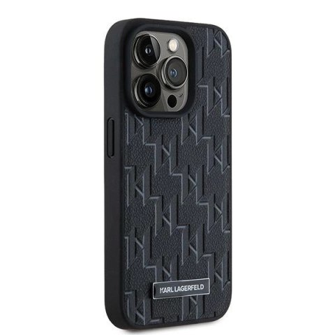 Etui Karl Lagerfeld Leather Monogram Metal Logo na iPhone 15 Pro Max - czarne Etui Karl Lagerfeld Leather Monogram Metal Logo na iPhone 15 Pro Max - czarne