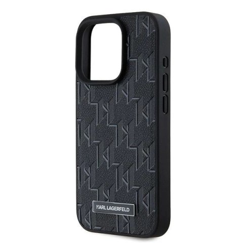Etui Karl Lagerfeld Leather Monogram Metal Logo na iPhone 15 Pro Max - czarne Etui Karl Lagerfeld Leather Monogram Metal Logo na iPhone 15 Pro Max - czarne