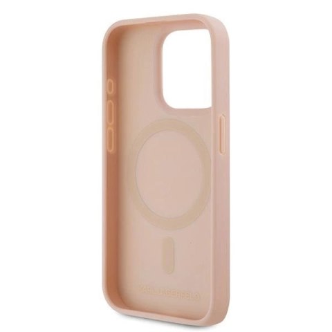Etui Karl Lagerfeld Leather Monogram Metal Logo na iPhone 15 Pro Max - różowe Etui Karl Lagerfeld Leather Monogram Metal Logo na iPhone 15 Pro Max - różowe