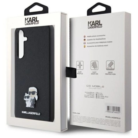 Etui Karl Lagerfeld Saffiano Karl&Choupette Pin na Samsung Galaxy A55 - czarne Etui Karl Lagerfeld Saffiano Karl&Choupette Pin na Samsung Galaxy A55 - czarne