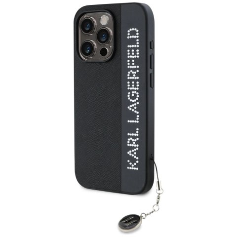 Etui Karl Lagerfeld Saffiano Rhinestones & Charm na iPhone 15 Pro Max - czarne