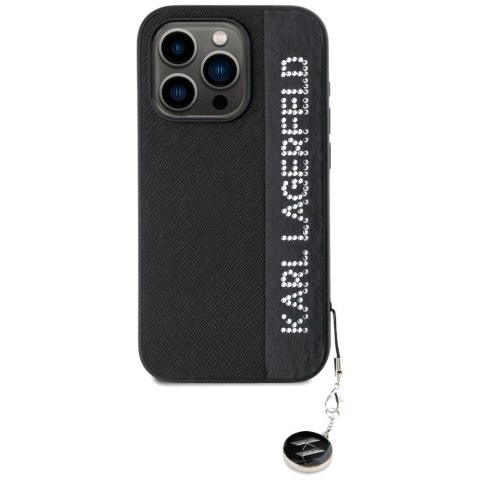 Etui Karl Lagerfeld Saffiano Rhinestones & Charm na iPhone 15 Pro Max - czarne