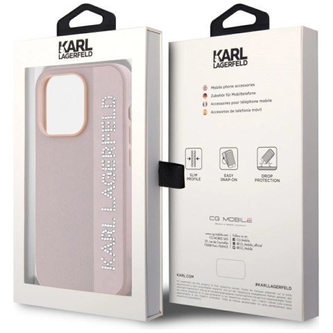 Etui Karl Lagerfeld Saffiano Rhinestones & Charm na iPhone 15 Pro Max - różowe
