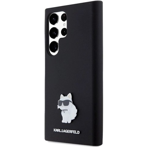 Etui Karl Lagerfeld Silicone Choupette Metal Pin na Samsung Galaxy S24 Ultra - czarne