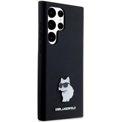 Etui Karl Lagerfeld Silicone Choupette Metal Pin na Samsung Galaxy S24 Ultra - czarne