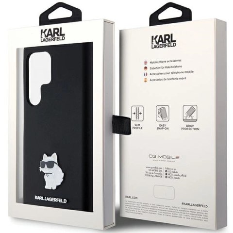 Etui Karl Lagerfeld Silicone Choupette Metal Pin na Samsung Galaxy S24 Ultra - czarne