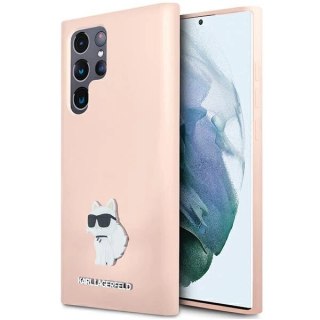 Etui Karl Lagerfeld Silicone Choupette Metal Pin na Samsung Galaxy S24 Ultra - różowe