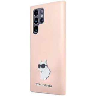 Etui Karl Lagerfeld Silicone Choupette Metal Pin na Samsung Galaxy S24 Ultra - różowe