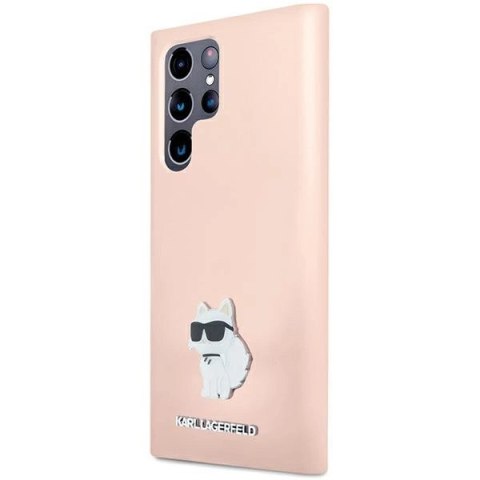 Etui Karl Lagerfeld Silicone Choupette Metal Pin na Samsung Galaxy S24 Ultra - różowe Etui Karl Lagerfeld Silicone Choupette Metal Pin na Samsung Galaxy S24 Ultra - różowe