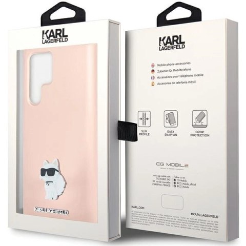 Etui Karl Lagerfeld Silicone Choupette Metal Pin na Samsung Galaxy S24 Ultra - różowe Etui Karl Lagerfeld Silicone Choupette Metal Pin na Samsung Galaxy S24 Ultra - różowe