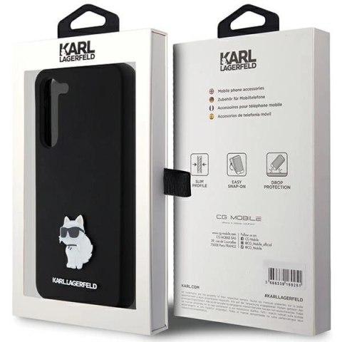 Etui Karl Lagerfeld Silicone Choupette Metal Pin na Samsung Galaxy S24+ - czarne