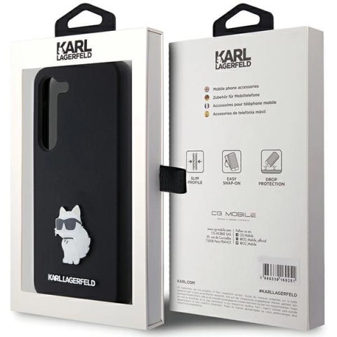 Etui Karl Lagerfeld Silicone Choupette Metal Pin na Samsung Galaxy S24 - czarne